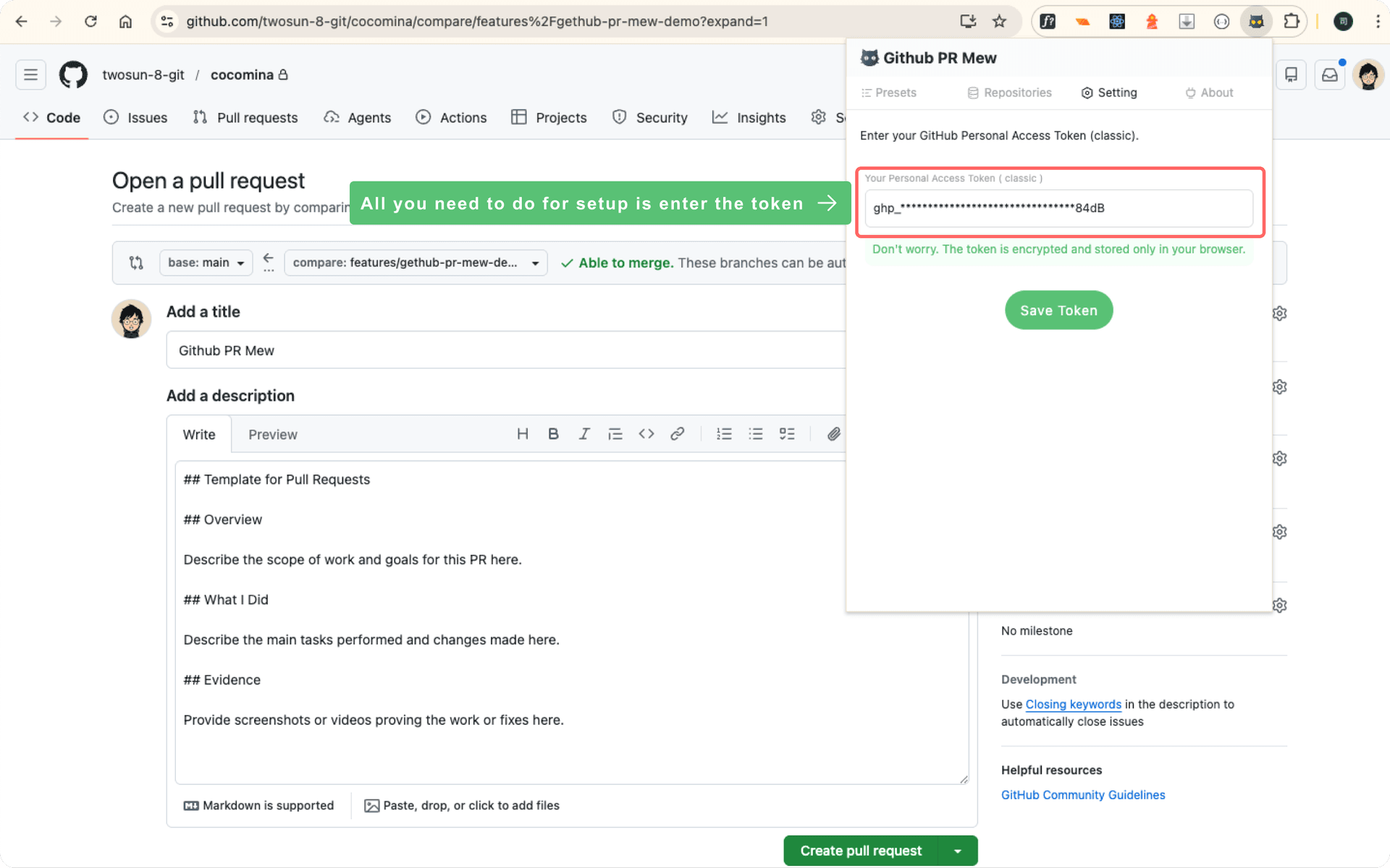 Github PR Mew Screen Shot 3